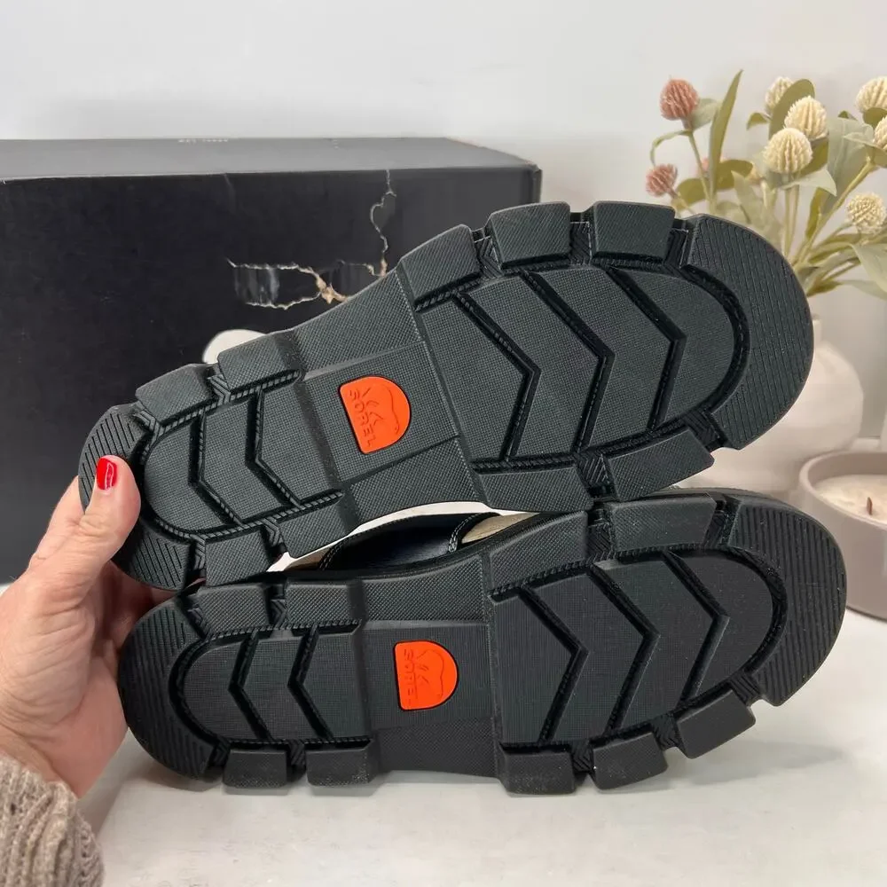 Sorel Rein CB Slide Leather Platform Sandal Black Women's 11 Tried On - Picture 9 of 11